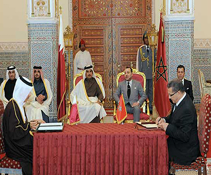 جلالة الملك وأمير دولة قطر يترأسان حفل التوقيع على أربع اتفاقيات للتعاون