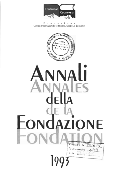 ANNALES DE FONDATION 1993