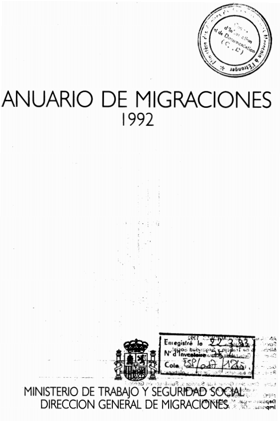 ANUARIO DE MIGRACIONES 1992